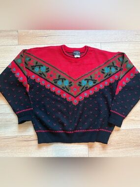 Southern Lady Red & Navy Nordic Crewneck Sweater